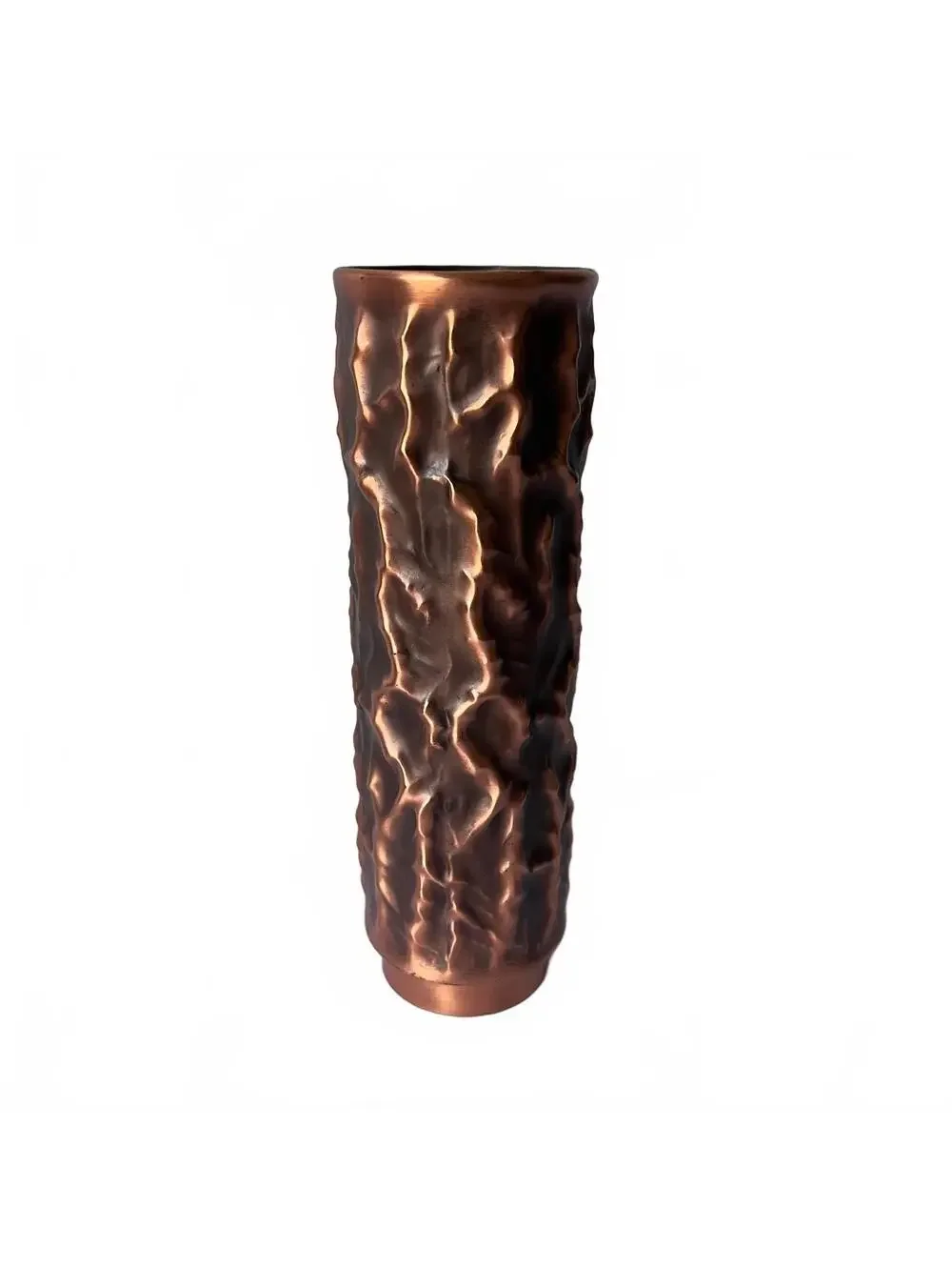 Vintage MCM Copper Vase 7.5” Textured Brutalist Design Germany 60s